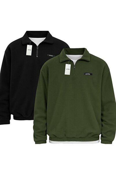 pandy 2-Pack Unisex Standard Fit Comfortable Cut Anti-Pilling Cold-Proof Fleece Sweatshirt