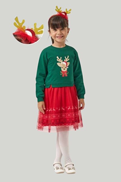 wakawakakidsstore New Year's Themed Girl's Dress and Crown Set