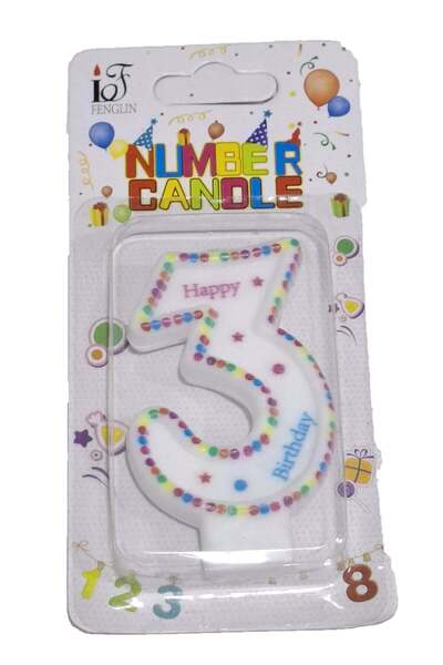 Generic Happy Birthday Candle Number 3 Size 8x4.5cm