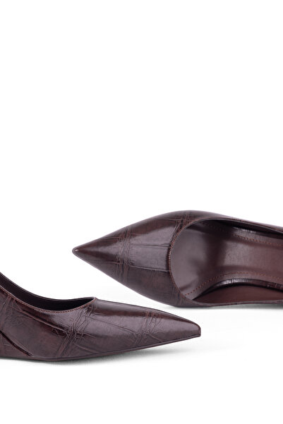 MARY Modern Design Crocodile Patterned Burgundy Wedge Heel Office & Casual Women's Shoes