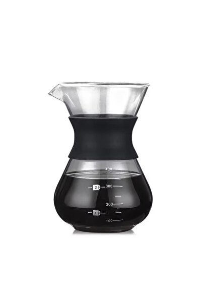LUXURY Chemex Glass Coffee Pot with Black Silicone Strap, 400ml