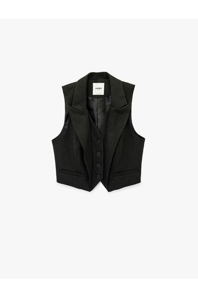 Koton Pocket Detailed V-Neck Buttoned Sleeveless Vest