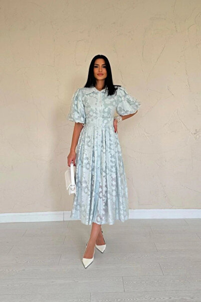 GENCULUS Int Belted Balloon Sleeve Dress