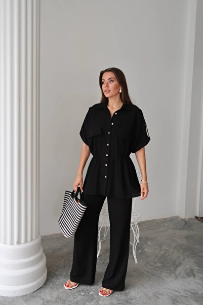 GENCULUS Chain ​​Body with Drawing Strings Detail, Hidden Pantoon Set, Black