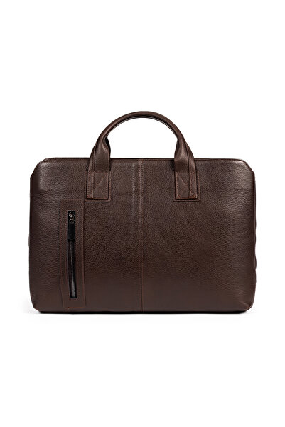 mussen Grandora 100% Genuine Leather 15.6 Inch Laptop Briefcase – 3 Compartments, Pool Zipper