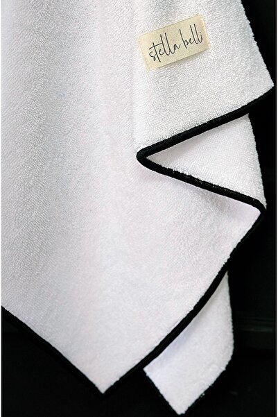Stella Belli 100% Cotton 90 X 150 cm Bath Towel | Hotel | Soura | Edge Black Special Embroidered