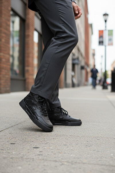 dehaine Men's high-top sneakers, made of eco-leather R911 Black