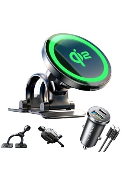 LISEN IQ 2 Wireless Car Charger 2-in-1 MagSafe, 15W Fast Charge, Black