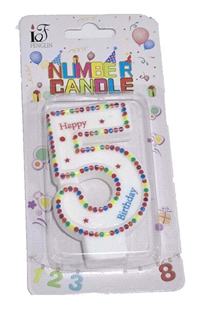 Generic Happy Birthday Candle Number 5 Size 8x4.5cm