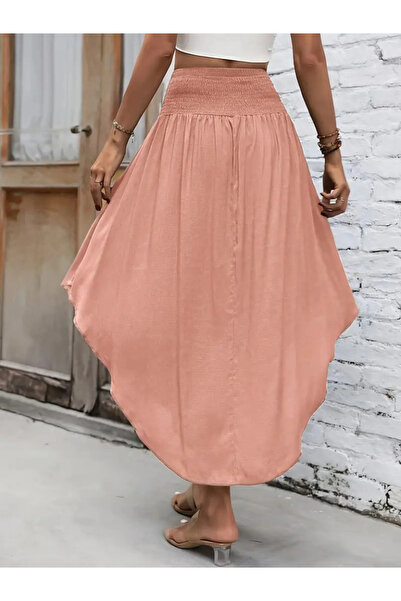 GENCULUS Women's High Waist Asymmetrical Cut Detailed Sandy Skirt