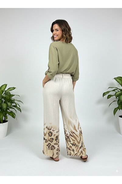 CELTMODA Women's Leopard Patterned Imported Linen Suit - Leopard