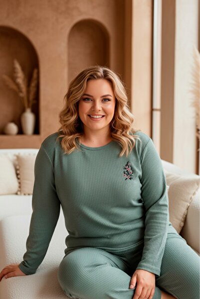 LİLA İÇ GİYİM Battal Raporlu Interlock Long Sleeve Pajama Set