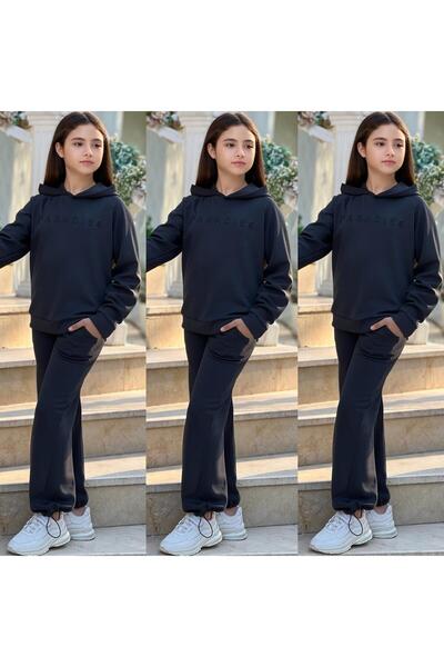 MUMİKİDS Girl's Winter Hooded Bottom and Top Set