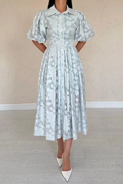 GENCULUS Int Belted Balloon Sleeve Dress