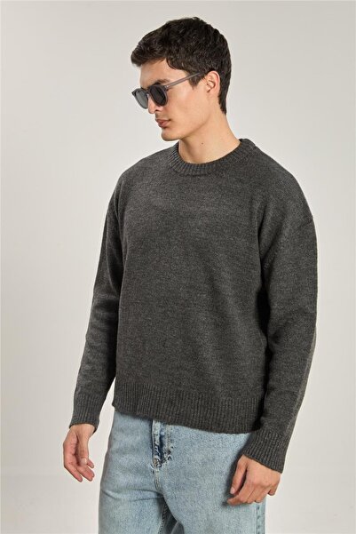 BARRELS AND OIL سترة رجالية طويلة الأكمام بياقة الدراجة - أنثراسايت