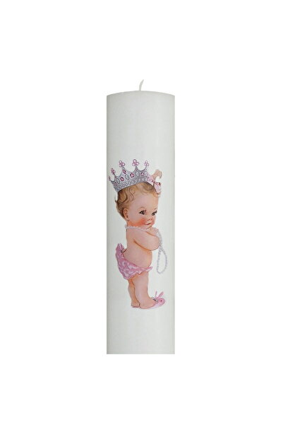 SERVUS COLLECTION Baptism Candle Princess with pink H30cm D5.5cm