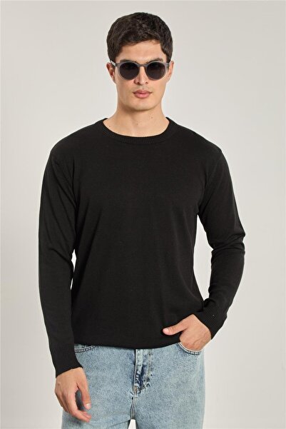 BARRELS AND OIL Men's long sleeve knit sweater - black