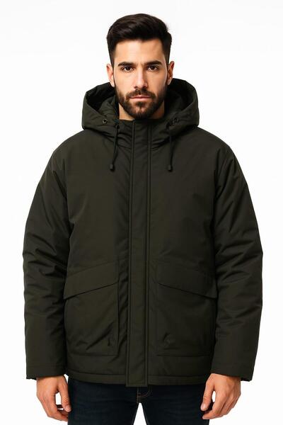 Markova Su Geçirmez Rüzgar Geçirmez Termometreli Sıcak Tutan Standart Fit Normal Kesim Kapüşonlu Desenli E