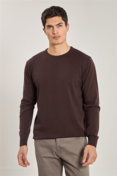 BARRELS AND OIL Men's Long Sleeve Knit Sweater - Brown