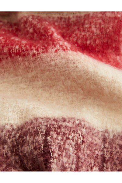 Koton Eșarfă lungă cu bloc de culoare ciucuri cu textura moale