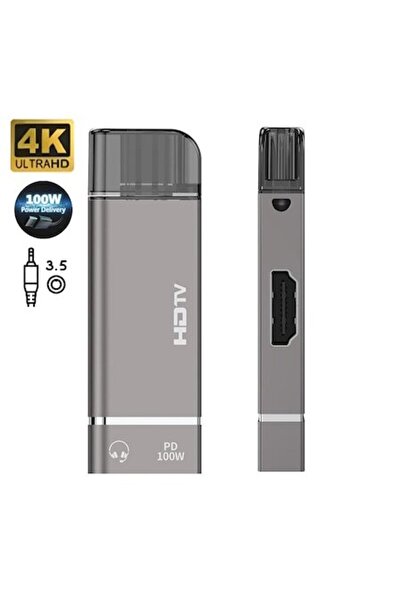 AdyMel 3-in-1 USB-C to HDMI Adapter, 4K 60Hz, 3.5mm Aux & PD 100W