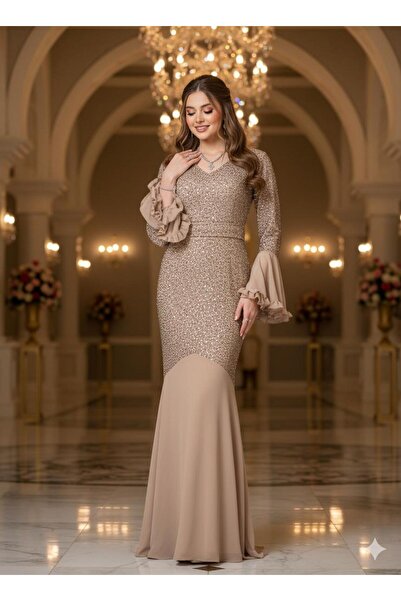 NARCISSUS FASHION Evening dress with metallic pleats
