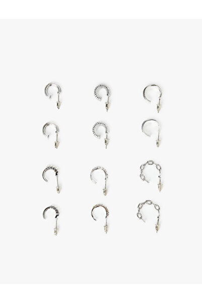 Koton 6-Piece Hoop Earring Set with Stone and Pearl Detail