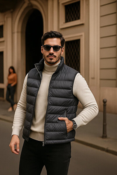 comstar Men's Winter Premium Basic Lined Smoked Puffer Vest