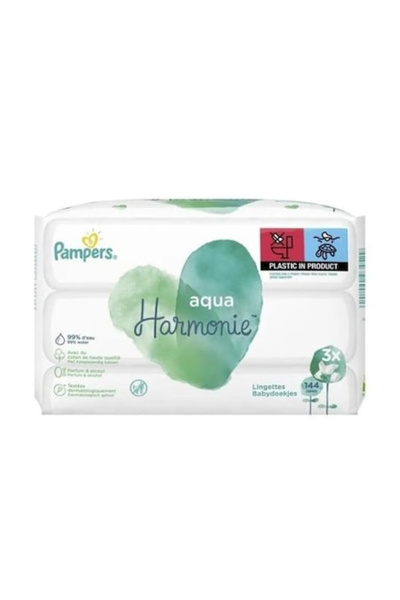 Pampers Servetele umede baby Harmonie Aqua, 3 pachete x 48, 144 buc