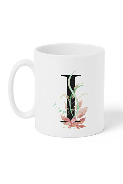 LOWHA 11 oz Ceramic Mug with Letter I Design on Both Sides