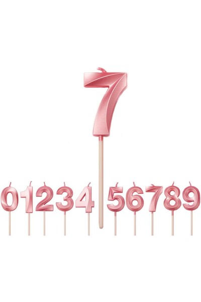 Teo Lumanare Cifra 7, , Model Diamond, 5 x 3.4 cm, Roz