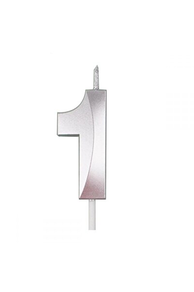 Flippy Lumânare Numărul 1, Flippy, Model Diamant, 5 x 3,4 cm, Argintie