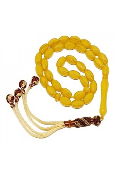 Eagal مسبحة غبار العنبر - مسبحة خرز العنبر الأصفر (33 حبة، 13 مم)