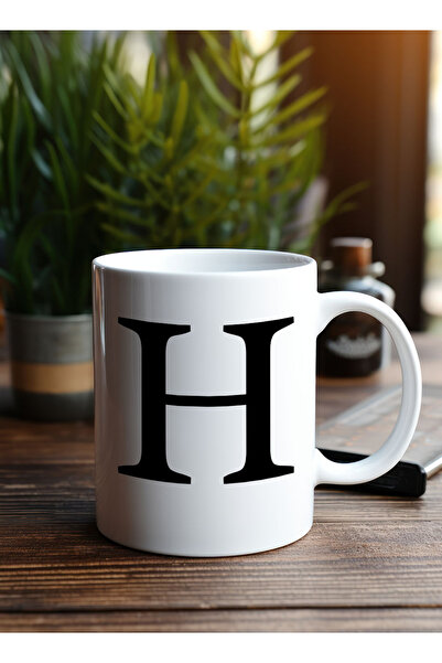 LOWHA 11 oz Ceramic Mug with Letter H Design on Both Sides