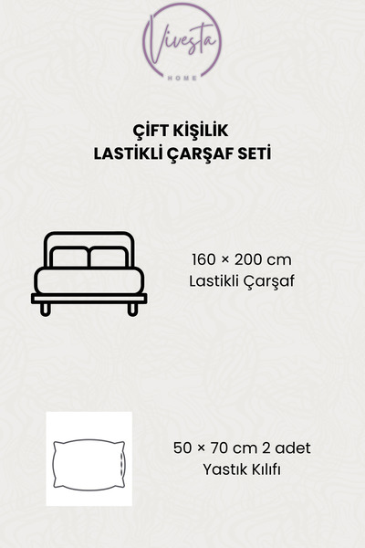 Vivesta Home Double Fitted Sheet Set 160×200 cm + 2 Pillowcases 50×70 cm – Durable Fabric