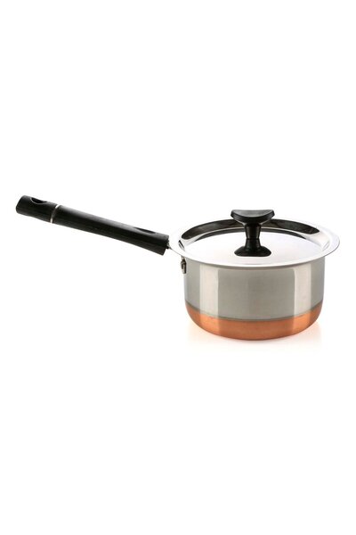 Chefline Copper Saucepan with Lid, Size 10, Stainless Steel
