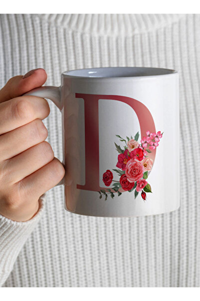 LOWHA 11 oz Ceramic Mug with Letter D Design on Both Sides