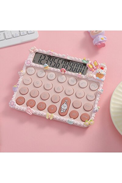 Flippy Cute Electronic Calculator for Girls - 12-digit LCD, 15 x 12.5 cm, Pink