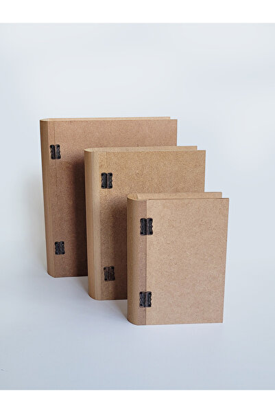 Ahşap Ham Mdf, Boyanabilir Kitap Kutu 3 boy set