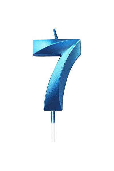 Teo Lumanare Cifra 7, , Model Diamond, 5 x 3.4 cm, Albastru