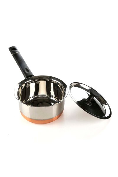 Chefline Copper Saucepan with Lid, Size 10, Stainless Steel