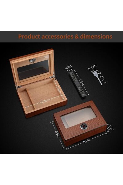 Generic TISFA Cigar Humidor, Glass Top Cedar Desktop Box with Hygrometer, Humidifier and Divider (Holds 20-3