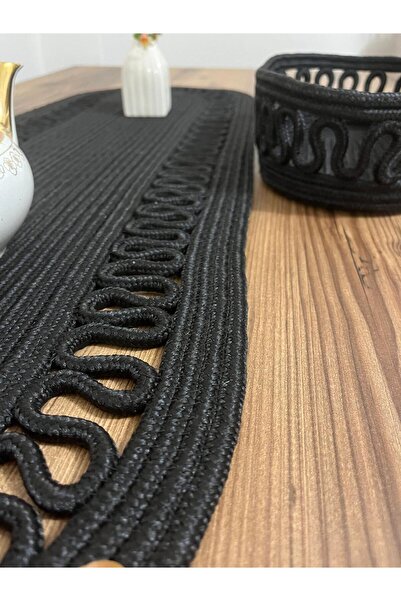 eftlyhome Runner Basket Set, Jute, Wicker, American Service, Cutlery Set, Plate Coaster, Presentation, Bread Basket