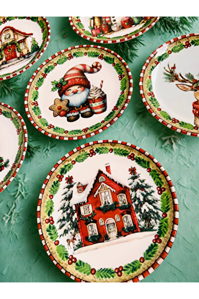 CASA DE BELLA Christmas Patterned Service Plate for 6 People, 6 Models