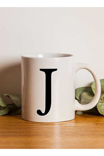LOWHA 11 oz Ceramic Mug with Letter J Design on Both Sides