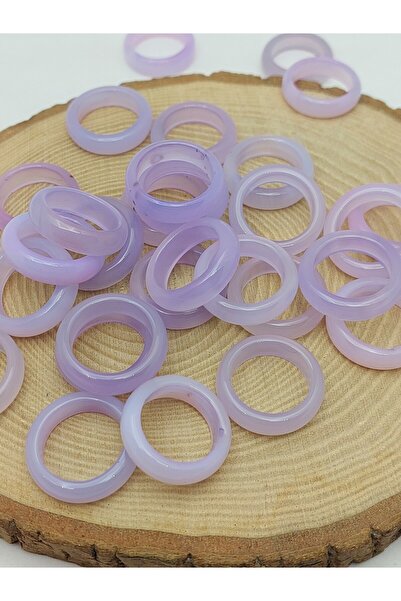 Yasamtohumu خاتم من حجر العقيق – لون أرجواني فاتح مظلل – سمك 6 مم (59946)