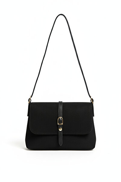 Luvenis حقيبة كتف نسائية أنيقة باللون الأسود من جلد النوبوك مع حزام قابل للتعديل