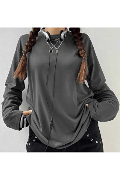 İsra Ayyıldız Moonstar Collection Gri İnce Kumaş Oversize Basic Model Unisex ...