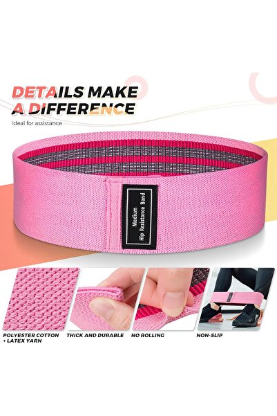 Generic RenoJ Resistance Bands, 5-Set Stretch Bands for Booty & Legs (Pink)