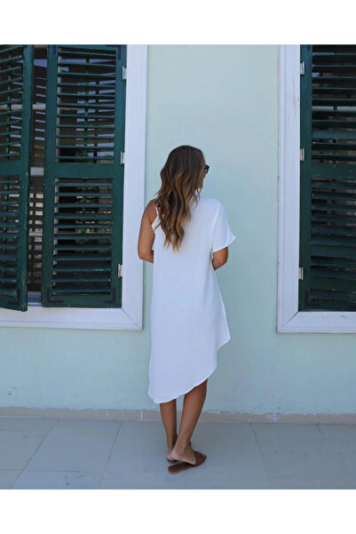 GENCULUS Women's One Shoulder Open Strap Asymmetrical Cut Detailed Blouse